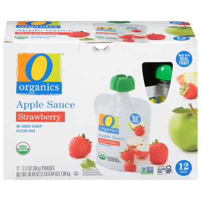 O Organics Strawberry Apple Sauce Pouches 12 count - 3.17 Oz - Image 3