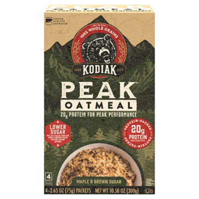 Kodiak PEAK Maple Brown Sugar Instant Oatmeal Packets Box - 10.58 Oz - Image 1