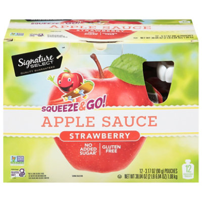 Signature SELECT Apple Sauce Strawberry Pouches - 12-3.17 Oz
