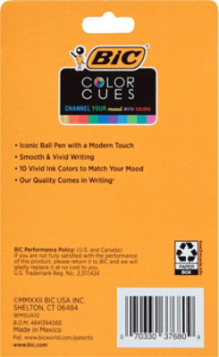 Bic Color Cues Cristall Ball Pen - 10 Count - Fashion Inks - 10 Count - Image 4