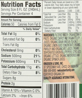 R.W. Knudsen Organic Veggie Juice Blend - 32 Fluid Ounce (Pack of 6) - Image 4