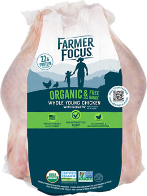Farmer Focus Organic Whole Young Chicken - Lb - Image 1