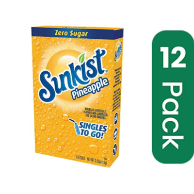 Sunkist Singles To Go Pineapple Drink Mix - 0.53 Ounce (Pack of 12) - Image 1
