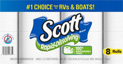 Scott Rapid Dissolving Double Roll Bath Tissue - 8 Rolls - Image 2