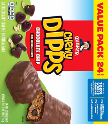 Quaker Chewy Dipps Chocolatey Covered Chocolate Chip Granola Bars - 24-1.09 Oz - Image 6