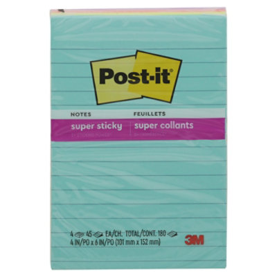 Post-it Super Sticky Notes 4 by 6 Inch Supernova Neon Colors - 180 Count - Image 1