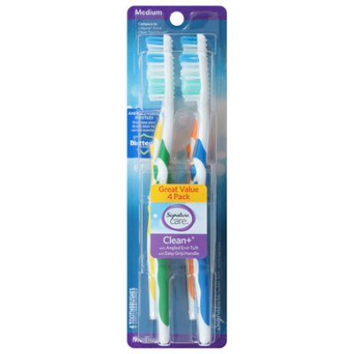 Signature Select/Care Medium Clean Plus Antibiotic Toothbrush - 4 Count - Image 3