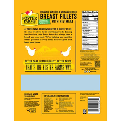 Foster Farms Chicken Breast Fillets With Rib Meat Boneless Skinless - 40 Oz - Image 3