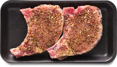 Pork Chops Bone In California Garlic Medley Seasoning - Lb - Image 1