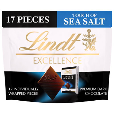 Lindt EXCELLENCE Sea Salt Dark Chocolate Candy Individually Wrapped Pieces Pouch - 6 Oz