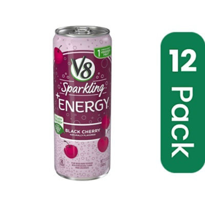 V8 Sparkling Energy Drink - Black Cherry - 12 Bottles Total (11.5 Fl oz Per Bottle) - Image 1