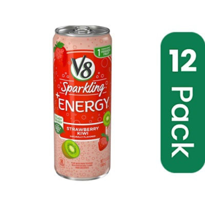 V8 Sparkling Energy Drink - Strawberry Kiwi - 12 Bottles Total (11.5 Fl oz Per Bottle) - Image 1