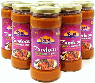 Rani Authentic Indian Brand - Tandoori Vegan Simmer Sauce (Creamy Tomato & Smoked Paprika) 14oz (400g) Glass Jar (Pack of 5 +1 FREE) - Image 1
