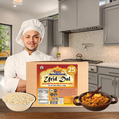 Rani Authentic Indian Brand - Urid/Urad Dal (Split Matpe Beans Skinless) Indian Lentils 400oz (25lbs) 11.36kg Bulk Box - Image 2