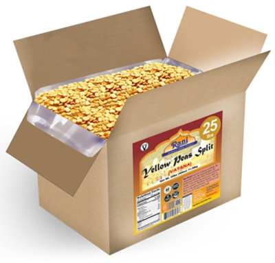 Rani Authentic Indian Brand - Yellow Peas Split, Dried (Vatana, Matar) 400oz (25lbs) 11.36kg Bulk Box - Image 1