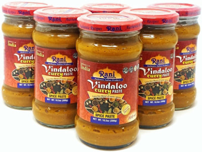 Rani Authentic Indian Brand - Vindaloo Curry Cooking Spice Paste, Hot! 10.5oz (300g) Glass Jar (Pack of 5 +1 Free) - Image 1