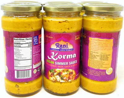 Rani Authentic Indian Brand - Korma Vegan Simmer Sauce (Rich Coconut, Onion, Garlic & Spices) 14oz (400g) Glass Jar (Pack of 5 +1 FREE) - Image 2
