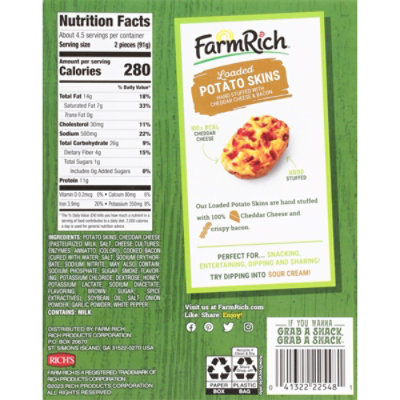 Farm Rich Loaded Potato Skins Hand Stuffed With Cheddar Cheese And Bacon - 14.3 Oz - Image 4