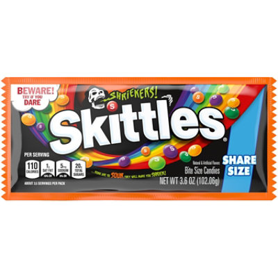 SKITTLES Shriekers Sour Chewy Halloween Candy Share Size Bag - 3.6 Oz - Image 1