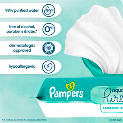 Pampers Aqua Pure Sensitive Baby Wipes 8 Pop Top - 448 Count - Image 2