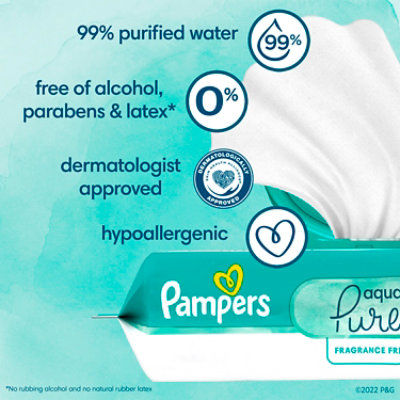 Pampers Aqua Pure Sensitive Baby Wipes 10 Pop Top - 560 Count - Image 3