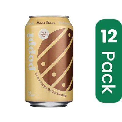 Poppi Prebiotic Soda - Root Beer - 12 Cans Total (12 Fl oz Per Can) - Image 1
