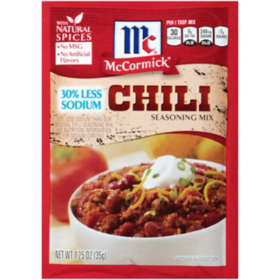 Mccormick Less Sodium Chili Seasoning Mix - 1.25 Ounce (Pack of 12) - Image 1