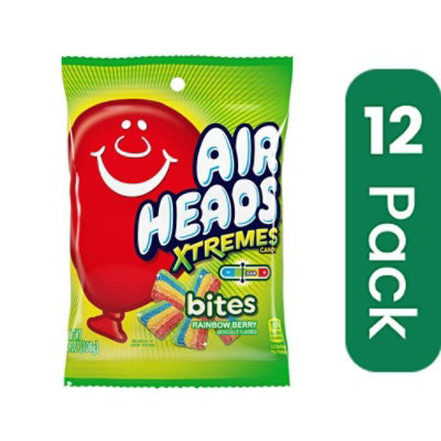 Air Heads Xtremes Bites Rainbow Berry Candy - 3.8 Ounce Peg Bag (Pack of 12) - Image 1