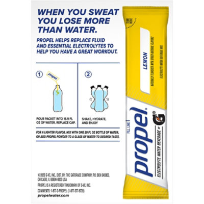 Propel Lemon Electrolyte Water Beverage Mix - 10 - 0.08 Oz. Packets - Image 6