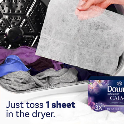 Downy Infusions Calm Mega Lavender & Vanilla Bean Dryer Sheets Fabric Softener Box - 130 Count - Image 5