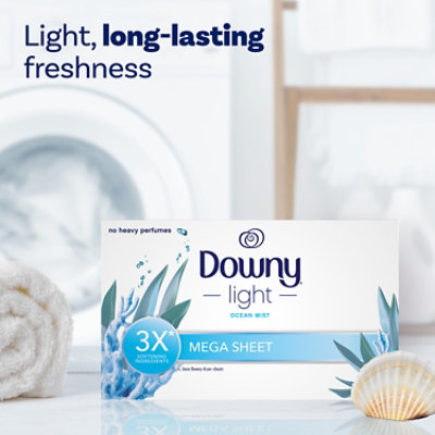 Downy Light Mega Ocean Mist Dryer Sheets Fabric Softener Box - 130 Count - Image 2