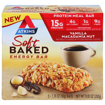 Atkins Meal Bar Vanilla Macadamia Nut Soft Baked Energy Bar - 5-1.76 Oz - Image 2