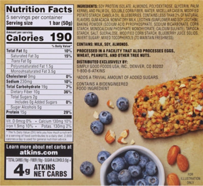 Atk Meal Bar 5pk-1.76oz Blueberry Soft Baked Energy Bar - 5-1.7 OZ - Image 6