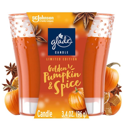 Glade 3-Wick Jar Candle, Golden Pumpkin & Spice Scent, 6.8 Oz, 3 Count - Thumbnail 2