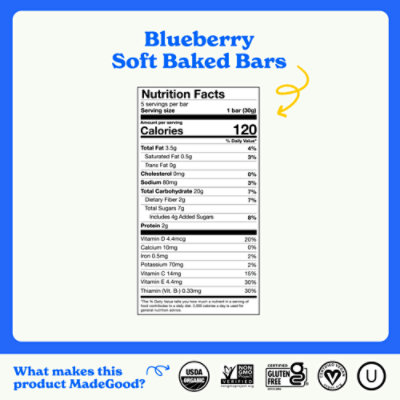 Made Good Mornings Soft Bakes Oat Bars Blueberry - 5.30 OZ - Image 2