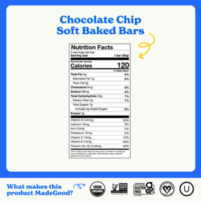 Made Good Mornings Soft Baked Oat Bars Choc Chip - 5.30 OZ - Image 3