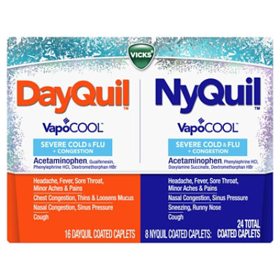 Vicks Dayquil And Nyquil Vapocool Severe Cold Flu And Congestion Medicine 24 Caplets Menthol Maximum - 24 CT - Image 2