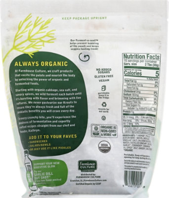 Farmhouse Culture Sauerkraut Garlic Dill Pickle - 16 OZ - Image 6