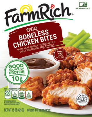 Farm Rich Barbeque Boneless Chicken Bites White Meat Chicken Fritters, 15 Oz - 15 OZ - Image 6