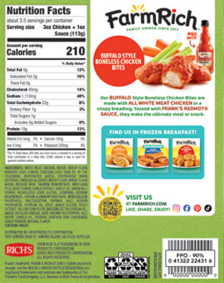 Farm Rich Buffalo Style Boneless Chicken Bites White Meat Chicken Fritters, 15 Oz - 15 OZ - Image 2