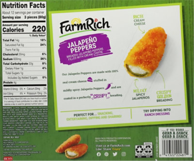 Farm Rich Breaded Jalapeno Peppers Filled With Cream Cheese, 34 Oz - 34 OZ - Image 6