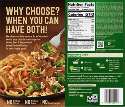 Marie Callender's Duos, Beef & Broccoli & Sesame Chicken, Frozen Meal, 14 Oz - 14 OZ - Image 6