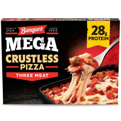Banquet Mega Three Meat Frozen Crustless Pizza, 10 Oz - 10 OZ - Image 1