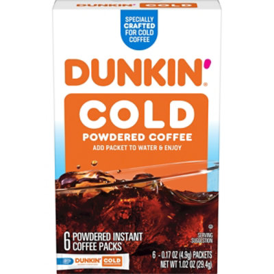 Dunkin' Cold Powdered Instant Coffee 6 Count - 1.02 Oz - Image 1