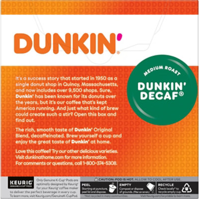 Dunkin’ Decaf Medium Roast Coffee Keurig K-Cup Pods - 32 Count - Image 8