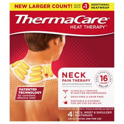 Thermacare Heat Wraps Neck Shoulder Wrist Pain Therapy - 4 Count - Image 1