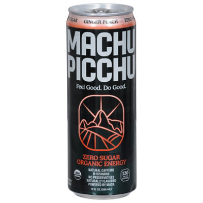 Machu Picchu Ginger Peach No Sugar Energy Drink - 12 Fl. Oz. - Image 3