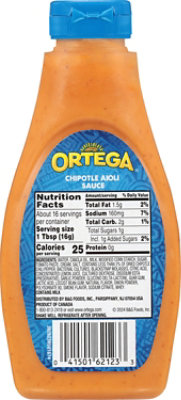 Ortega Chipotle Aioli Thick And Smooth Taco Sauce In Bottle  - 9 Oz - Image 5