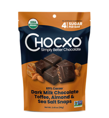 Chocxo Dark Milk Chocolate Toffee Almond Sea Salt Snaps - 3.45 Oz - Image 2