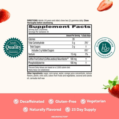 Neuriva Brain Health Original Strawberry Gummies - 50 Count - Image 3